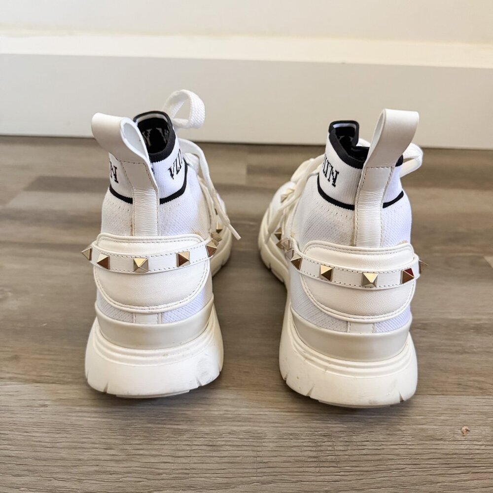Valentino Garavani White Rockstud High Top Sock Sneakers EU 38 - Picture 7 of 12
